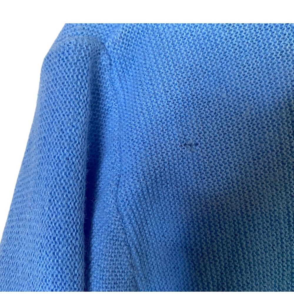 Izod Lacoste Mens Vintage Cardigan Sweater Blue Acrylic Large L Crocodile logo - Picture 6 of 7